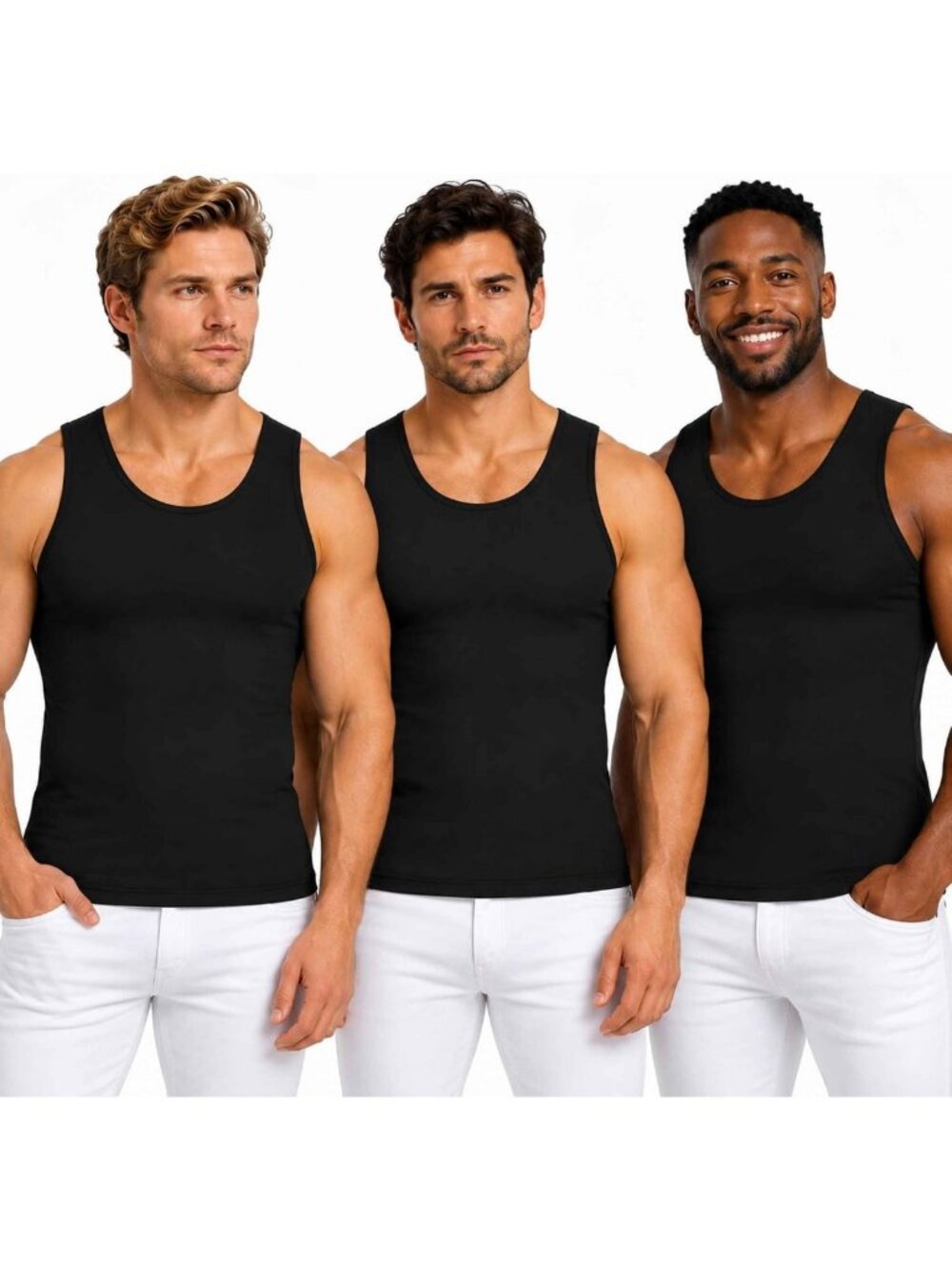 3 Pack Compression Muscle Tank Body Shapers for Men | Slimming Undershirt & Back
